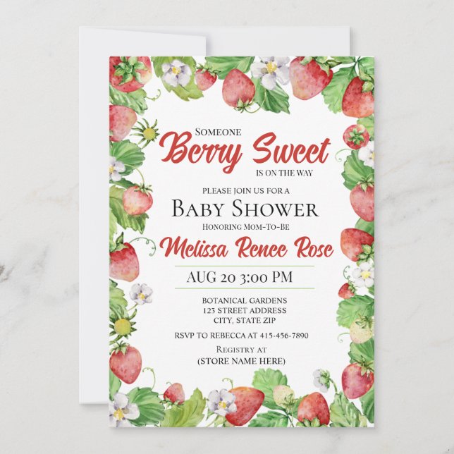 Someone Berry Sweet Is On The Way Invitation (Front)