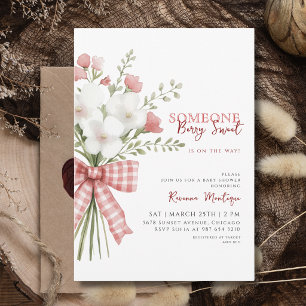Someone Berry Sweet Pink Bouquet Baby Shower Invitation