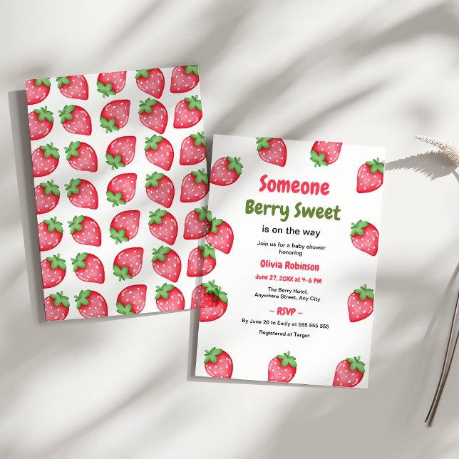 Someone Berry Sweet Strawberry Baby Shower Invitation (Someone Berry Sweet Strawberry Baby Shower Invitation )