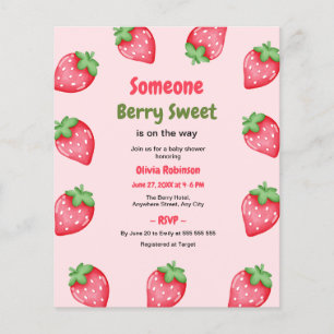 Someone Berry Sweet Strawberry Baby Shower Invite Flyer