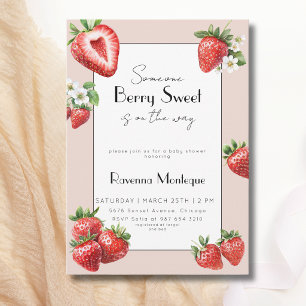 Someone Berry Sweet Strawberry Cute Baby Shower Invitation