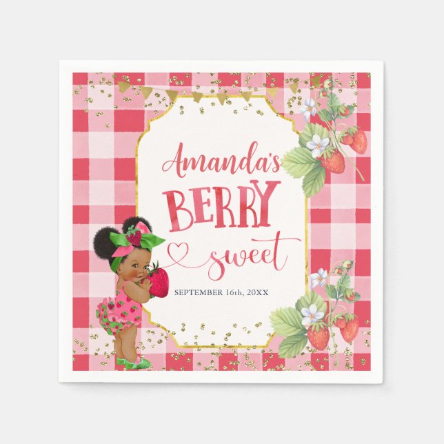 Someone Berry Sweet Strawberry Girl Baby Shower Napkin (Front)