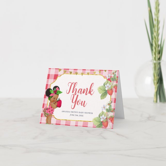 Someone Berry Sweet Strawberry Girl Baby Shower Thank You Card (Front)