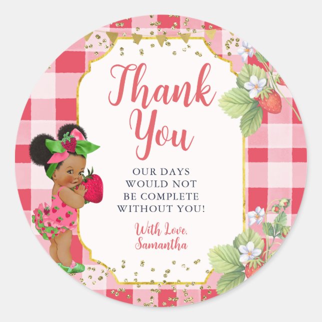 Someone Berry Sweet Strawberry Girl Thank You Classic Round Sticker (Front)