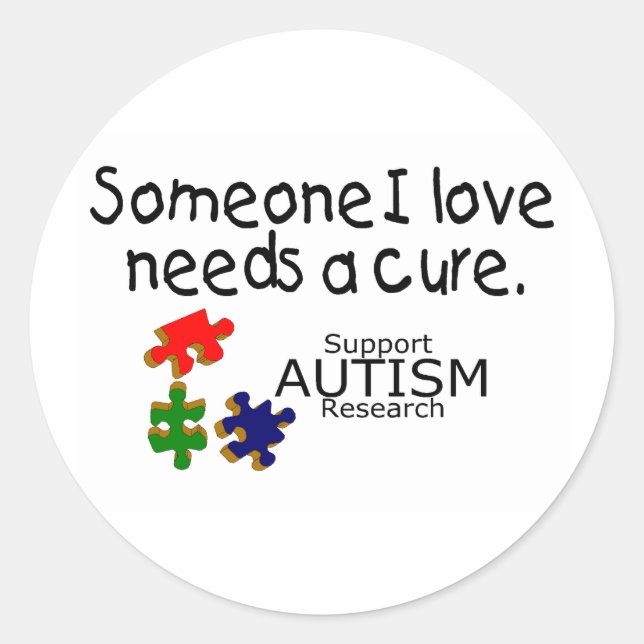 Someone I Love (Puzzle Pieces) Classic Round Sticker (Front)