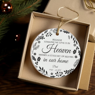 Someone In Heaven Winter Foliage Wreath Photo Ceramic Tree Decoration