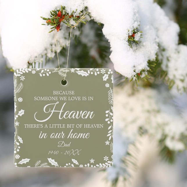 Someone In Heaven Winter Greenery Photo Metal Tree Decoration (Someone In Heaven Winter Greenery Photo Metal Ornament)