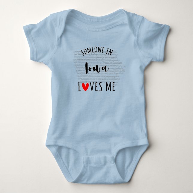 Someone In Iowa Loves Me Map Baby Bodysuit (Front)
