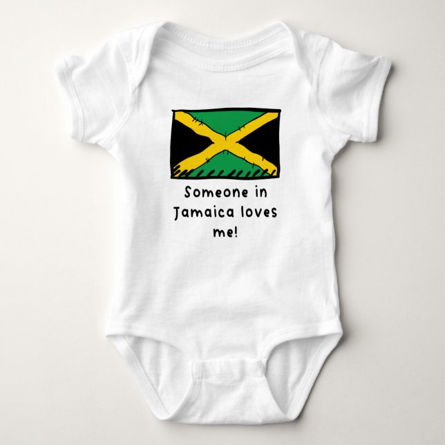 Someone in Jamaica Loves Me Jamaican Flag Baby Bodysuit (Front)