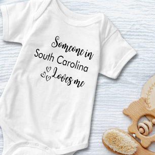 Someone In..Loves Me Personalised Black Text  Baby Bodysuit
