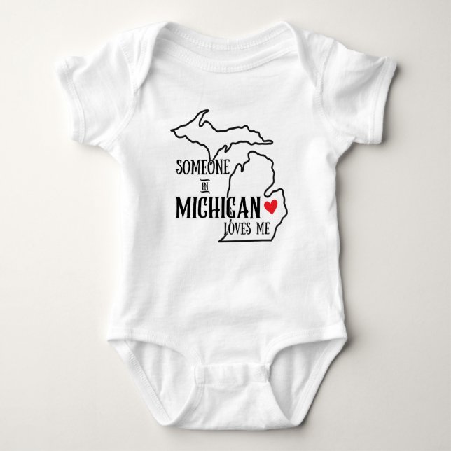 Someone in Michigan Loves Me Baby Bodysuit (Front)