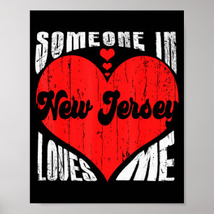 Someone In New Jersey Loves Me Heart Retro Vintage Poster