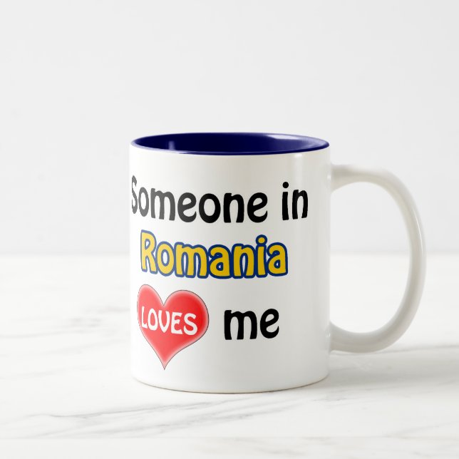 Someone in Romania loves me Two-Tone Coffee Mug (Right)