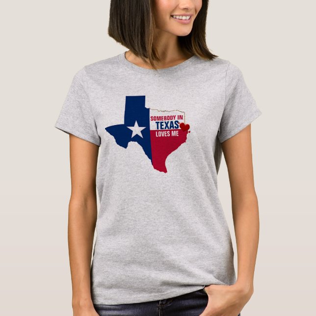 Someone in Texas Loves Me Hearts, Cute Texas Flag T-Shirt (Front)