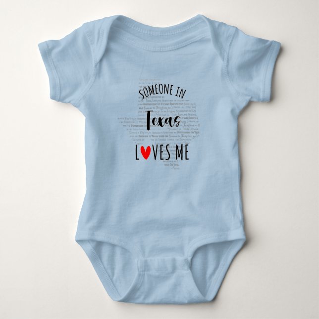 Someone In Texas Loves Me Map Baby Bodysuit (Front)