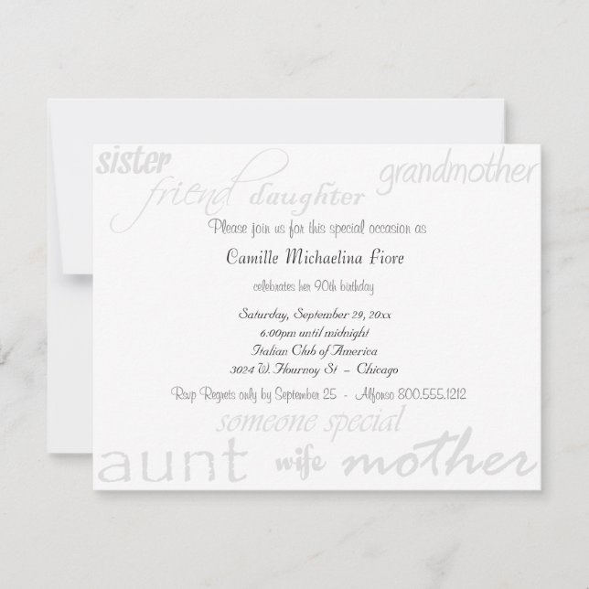 Someone Special - Female - Birthday Invitation (Front)