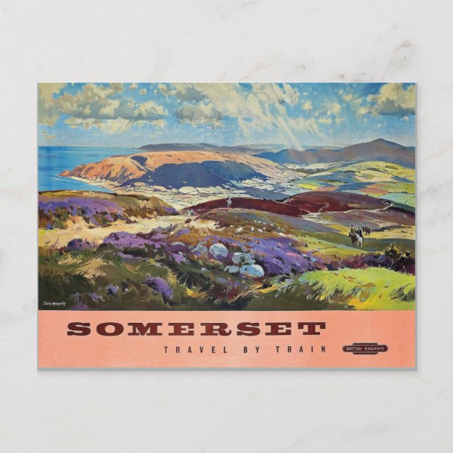 Somerset by train travel poster postcard (Front)