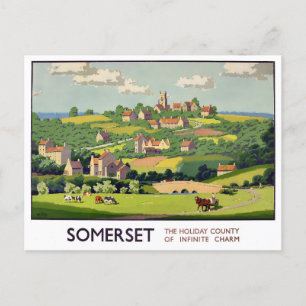 Somerset England vintage travel Postcard