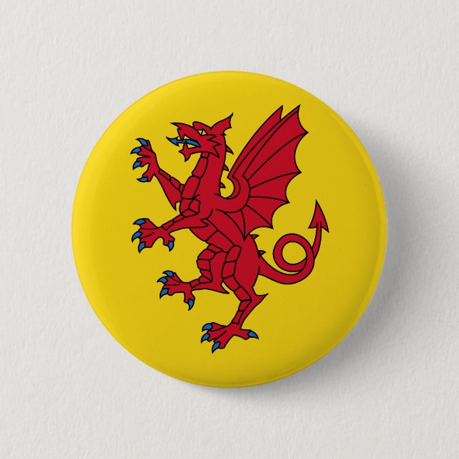 Somerset Flag England dragon symbol 6 Cm Round Badge (Front)