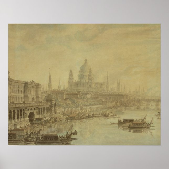 Somerset House, St. Paul's Cathedral and Blackfria Poster (Front)