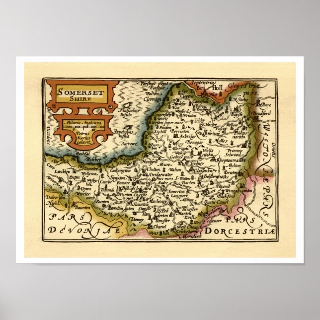 "Somersetshire" Somerset County Map Poster (Front)