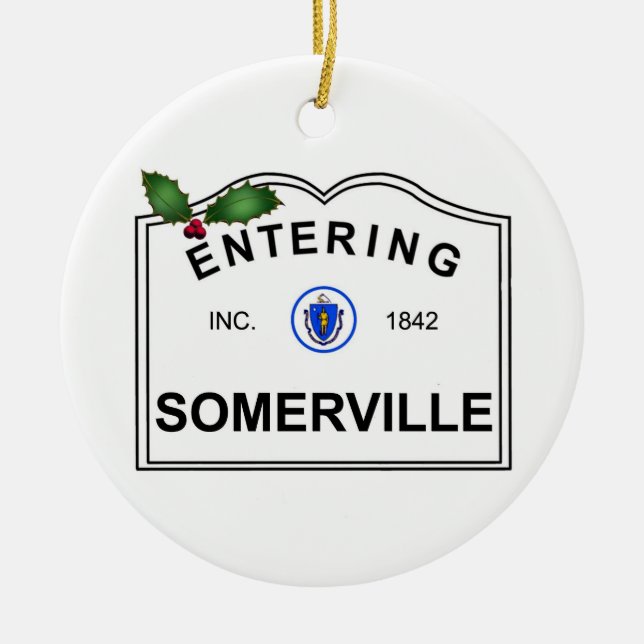 Somerville MA Ceramic Tree Decoration (Front)