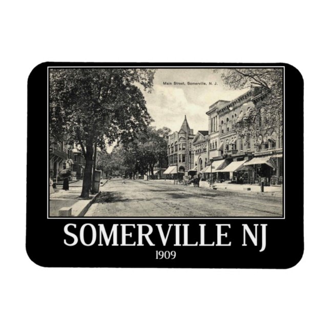 Somerville NJ, Main Street View, Vintage Style Magnet (Horizontal)