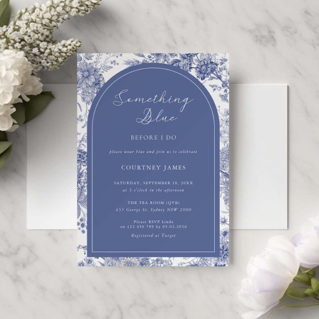 Somethign Blue Toile French Blue Bridal Shower Invitation (Creator Uploaded)