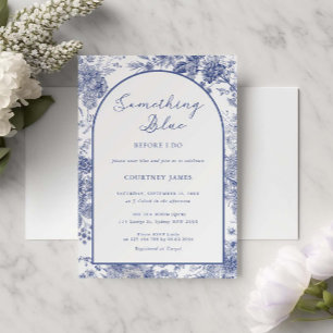 Somethign Blue Toile French Blue Bridal Shower Invitation