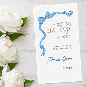 Something Before I do Blue Bow Bridal Shower Napkin