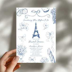 Something Bleu French Blue Wedding Bridal Shower Invitation