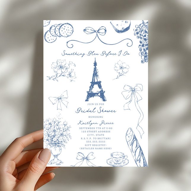 Something Bleu French Blue Wedding Bridal Shower Invitation (Creator Uploaded)