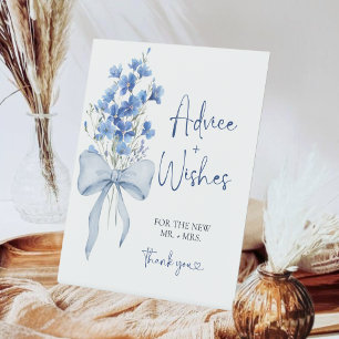Something Blue Advice & Wishes   Ribbon Bow Pedestal Sign