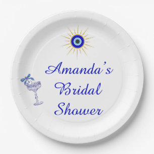 Something Blue and Greek Bridal Shower Paper Plate