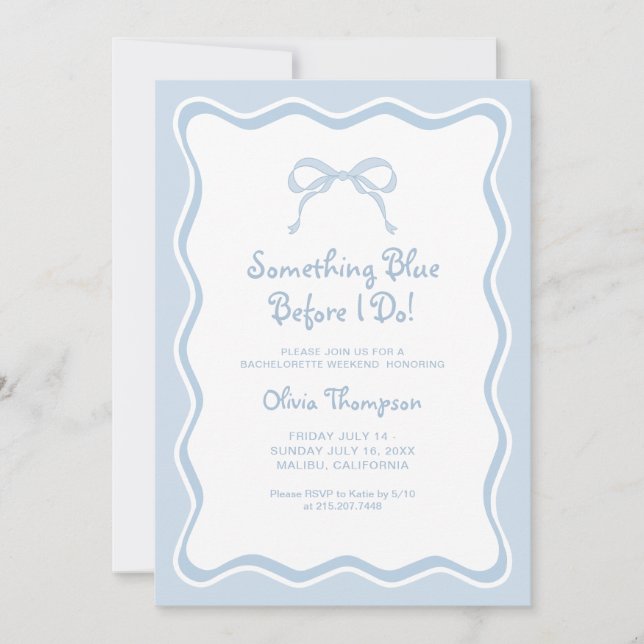 Something Blue Bachelorette Party Invitation (Front)