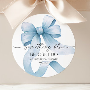 Something Blue Before I Do Blue Bow Bridal Shower Classic Round Sticker