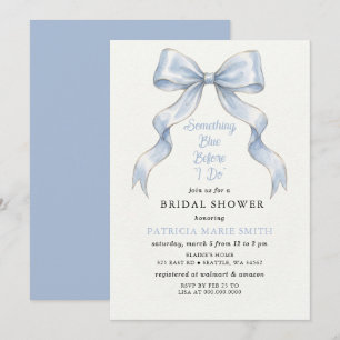 Something Blue Before I do Blue bow Bridal Shower Invitation