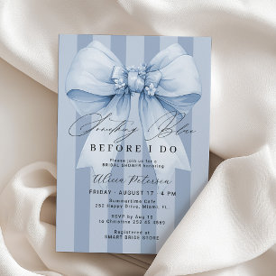 Something blue before I do blue bow bridal shower Invitation