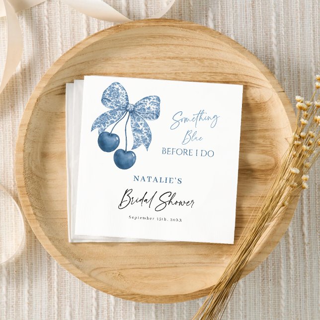 Something Blue Before I do Blue Bow Bridal Shower Napkin (Creator Uploaded)