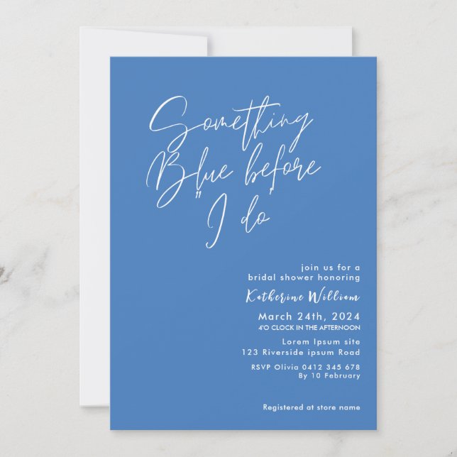 Something blue before i do blue bridal shower invitation (Front)