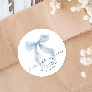 Something Blue Before I Do Bow Bridal Shower Classic Round Sticker