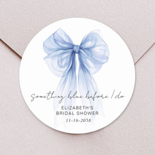 Something Blue Before I Do Bow Bridal Shower Classic Round Sticker