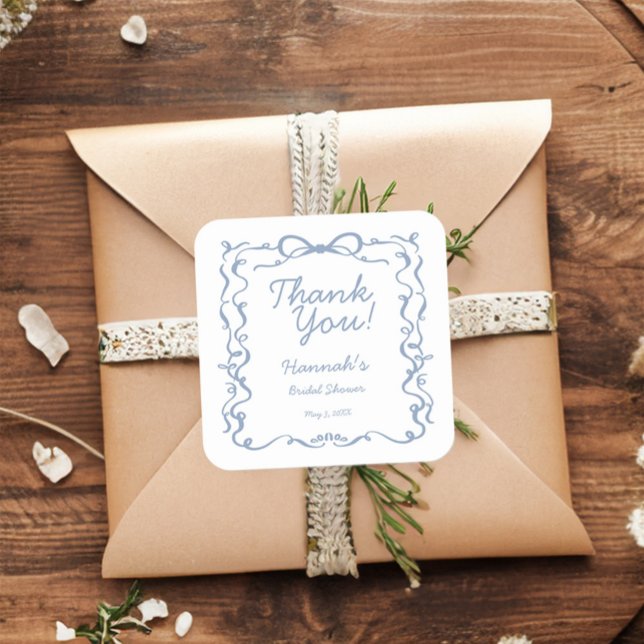 Something Blue Before I Do Bow Bridal Shower Favou Square Sticker (Creator Uploaded)