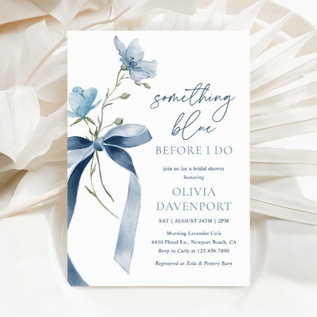 Something Blue Before I Do Bow Bridal Shower Invitation (Creator Uploaded)