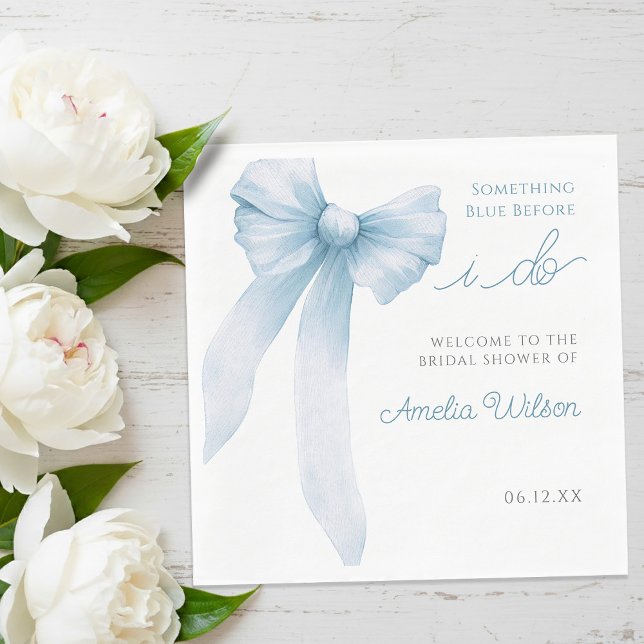 Something Blue Before I Do Bow Bridal Shower Napkin (Something Blue Before I Do Bow Bridal Shower Napkins)