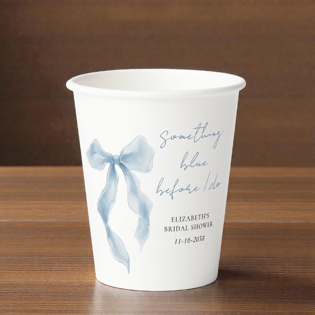 Something Blue Before I Do Bow Bridal Shower Paper Cups (Something Blue Before I Do Bow Bridal Shower Paper Cups)