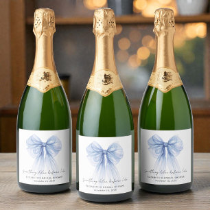 Something Blue Before I Do Bow Bridal Shower Sparkling Wine Label