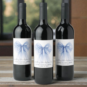 Something Blue Before I Do Bow Bridal Shower Wine Label