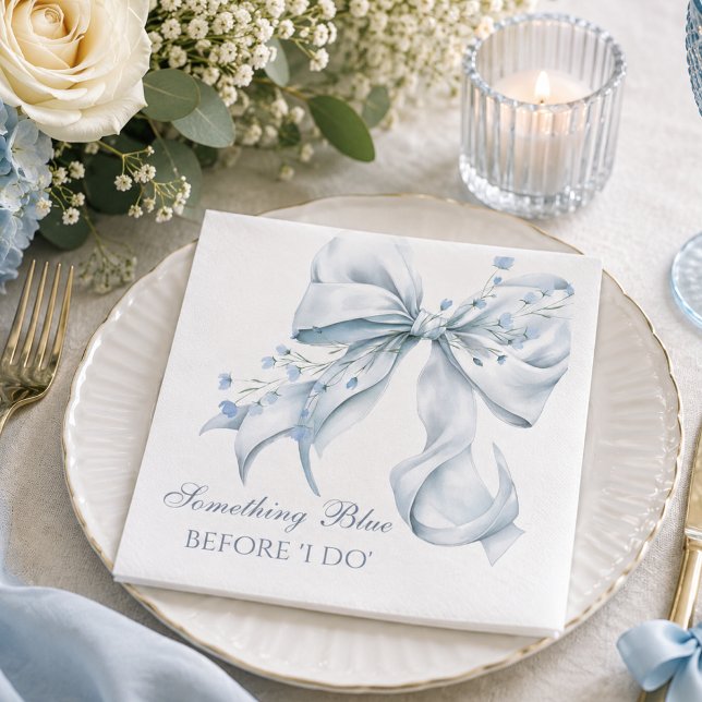 Something Blue Before I Do Bow Coquette Napkin (Something Blue Before I Do, Coquette bridal shower Napkin)