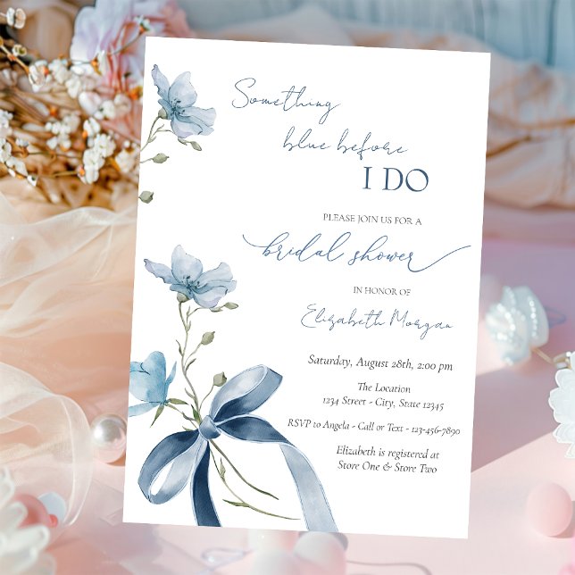 Something Blue Before I Do Bow Flowers Invitation (Creator Uploaded)